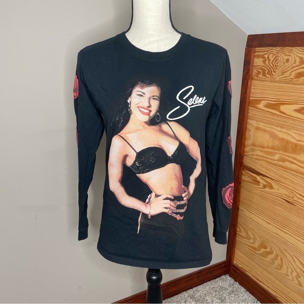 Selena Official Merchandise Unisex Black Long Sleeve Tee T-Shirt Small Roses